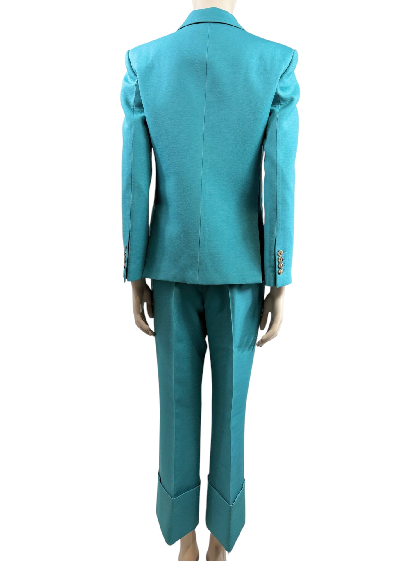 Valentino Alessandro Michele Resort 2025 Look 139 Turquoise trouser suit