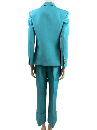 Valentino Alessandro Michele Resort 2025 Look 139 Turquoise trouser suit
