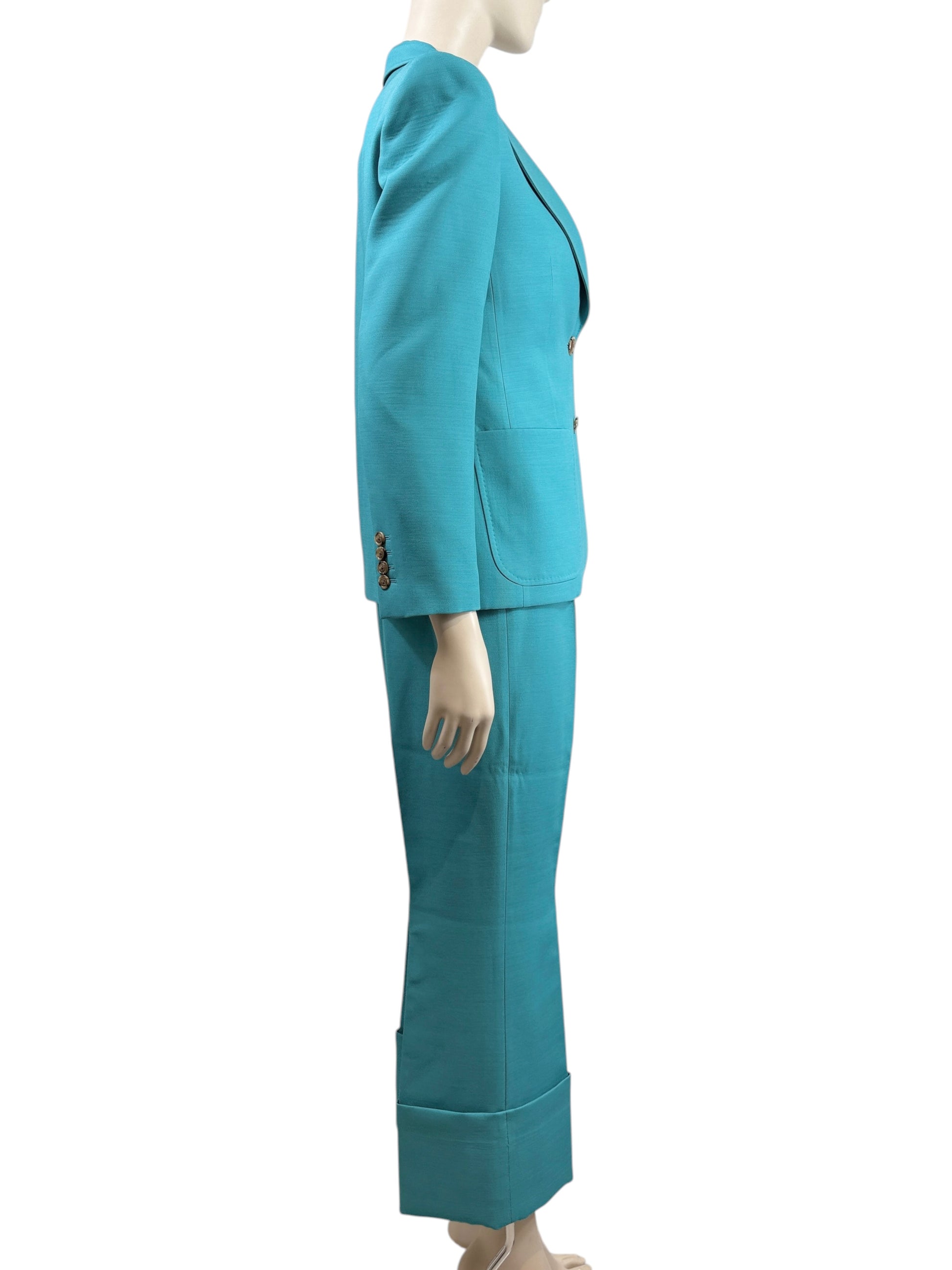 Valentino Alessandro Michele Resort 2025 Look 139 Turquoise trouser suit