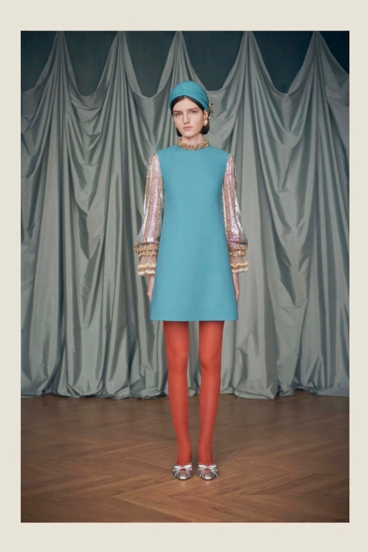 Valentino Alessandro Michele Resort 2025 Look 98 Blue dress embroidered embellished