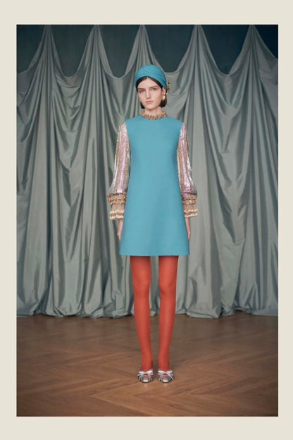 Valentino Alessandro Michele Resort 2025 Look 98 Blue dress embroidered embellished