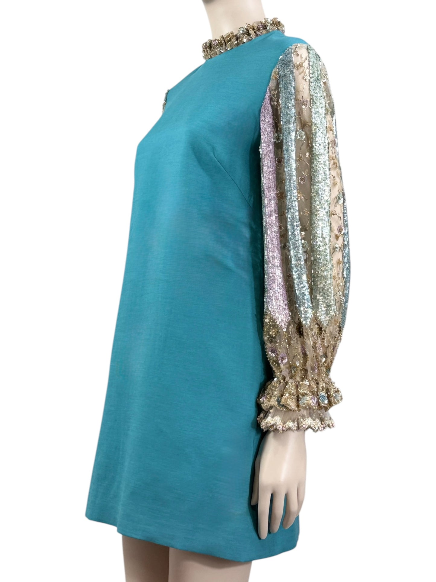 Valentino Alessandro Michele Resort 2025 Look 98 Blue dress embroidered embellished