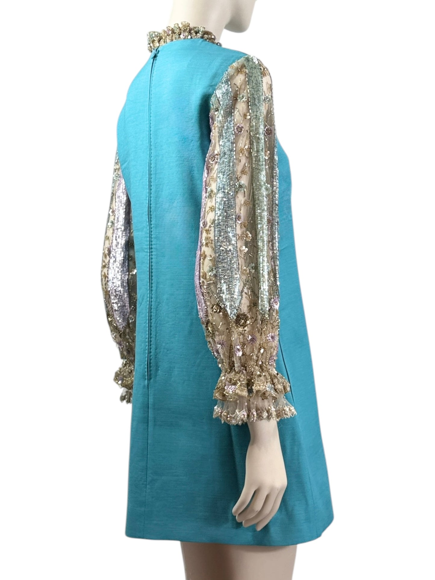 Valentino Alessandro Michele Resort 2025 Look 98 Blue dress embroidered embellished