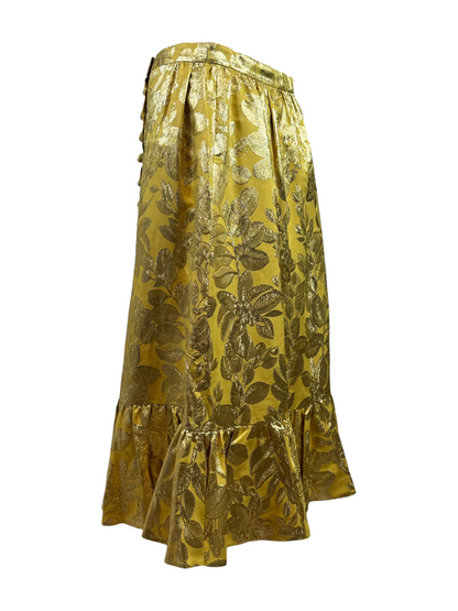 Valentino Alessandro Michele Resort 2026 Après L’Hiver Gold Brocade ruffled skirt