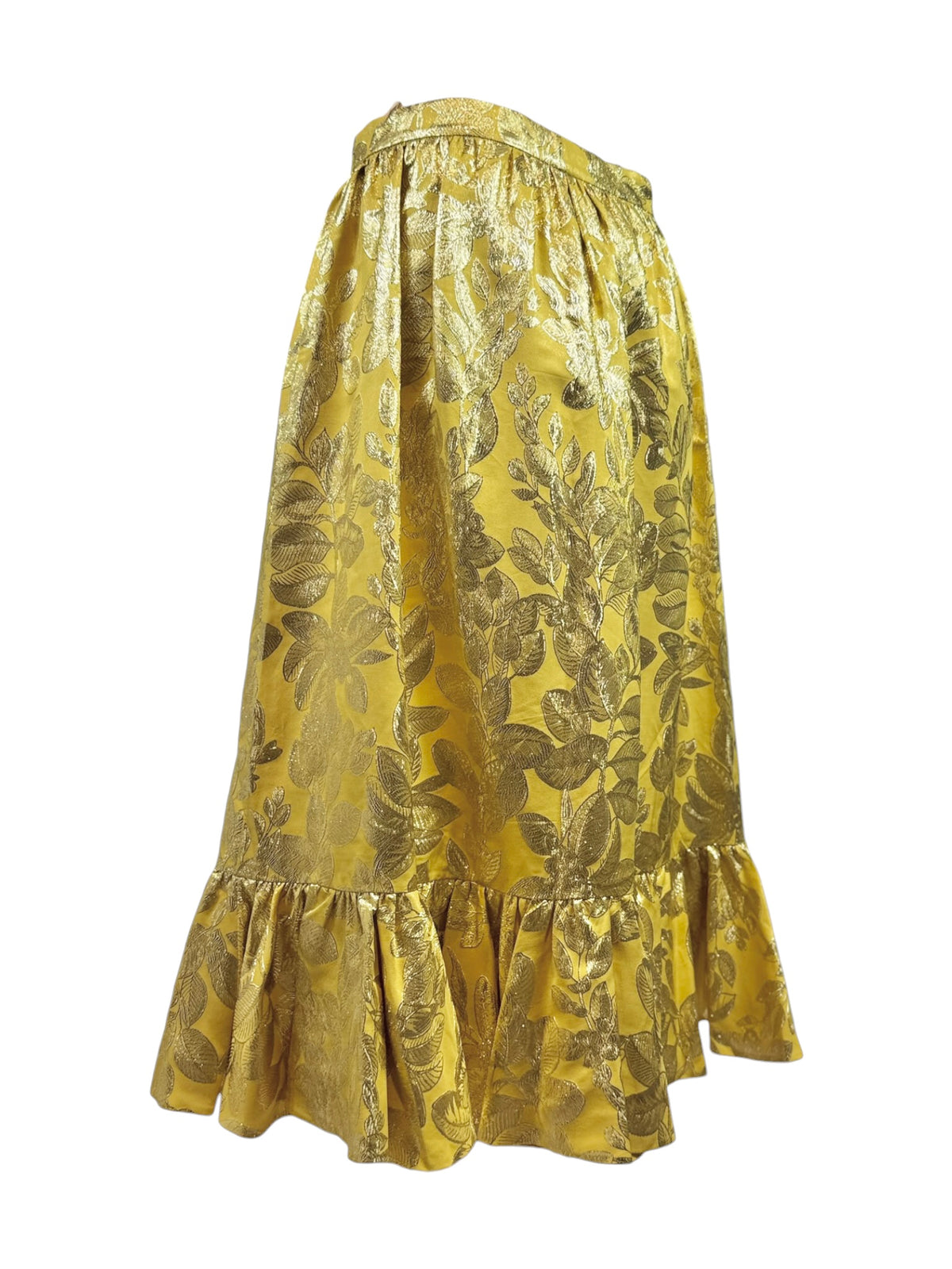 Valentino Alessandro Michele Resort 2026 Après L’Hiver Gold Brocade ruffled skirt