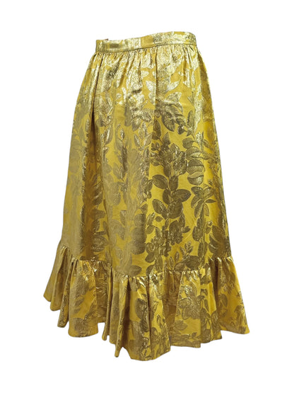Valentino Alessandro Michele Resort 2026 Après L’Hiver Gold Brocade ruffled skirt