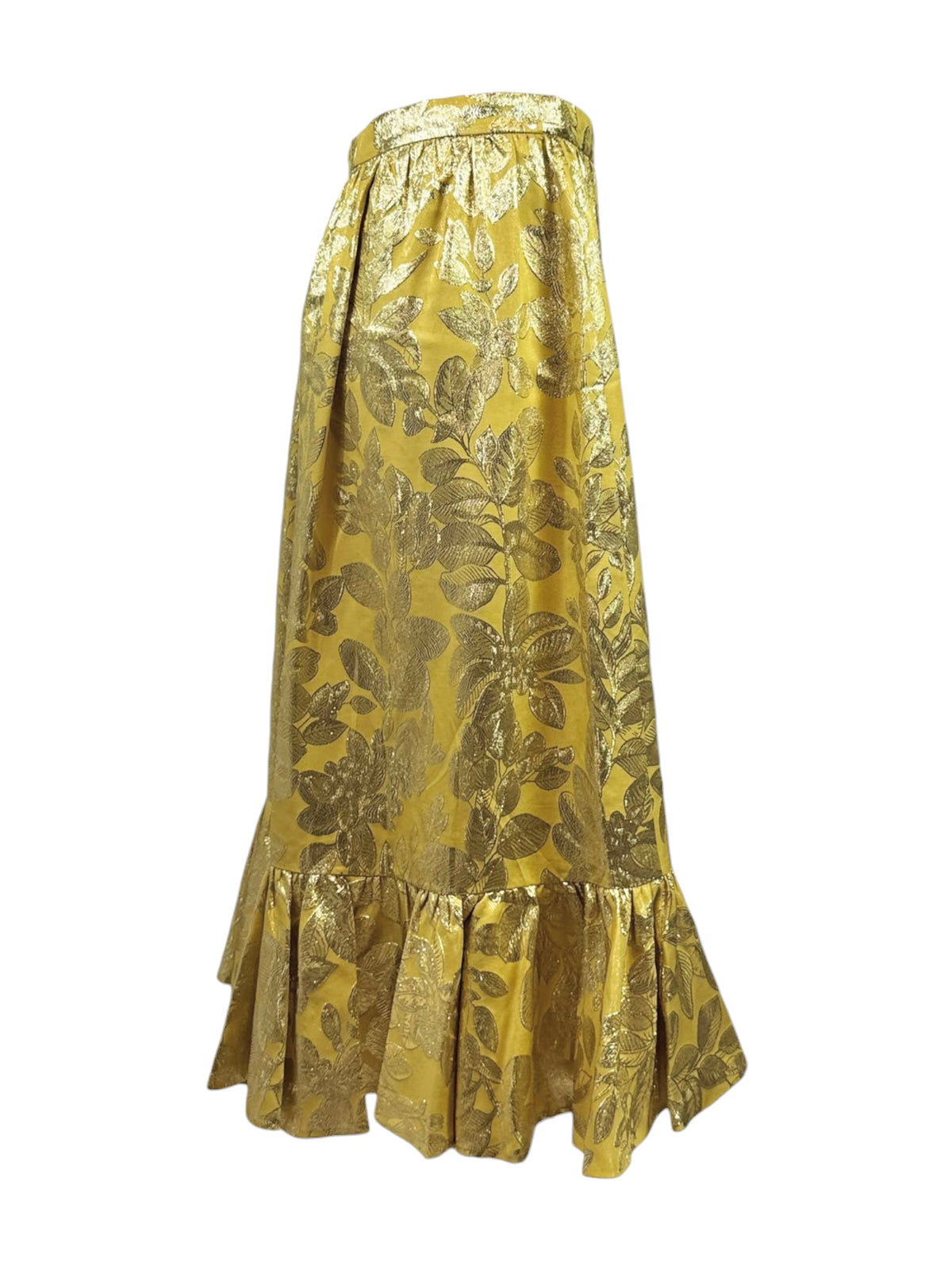 Valentino Alessandro Michele Resort 2026 Après L’Hiver Gold Brocade ruffled skirt