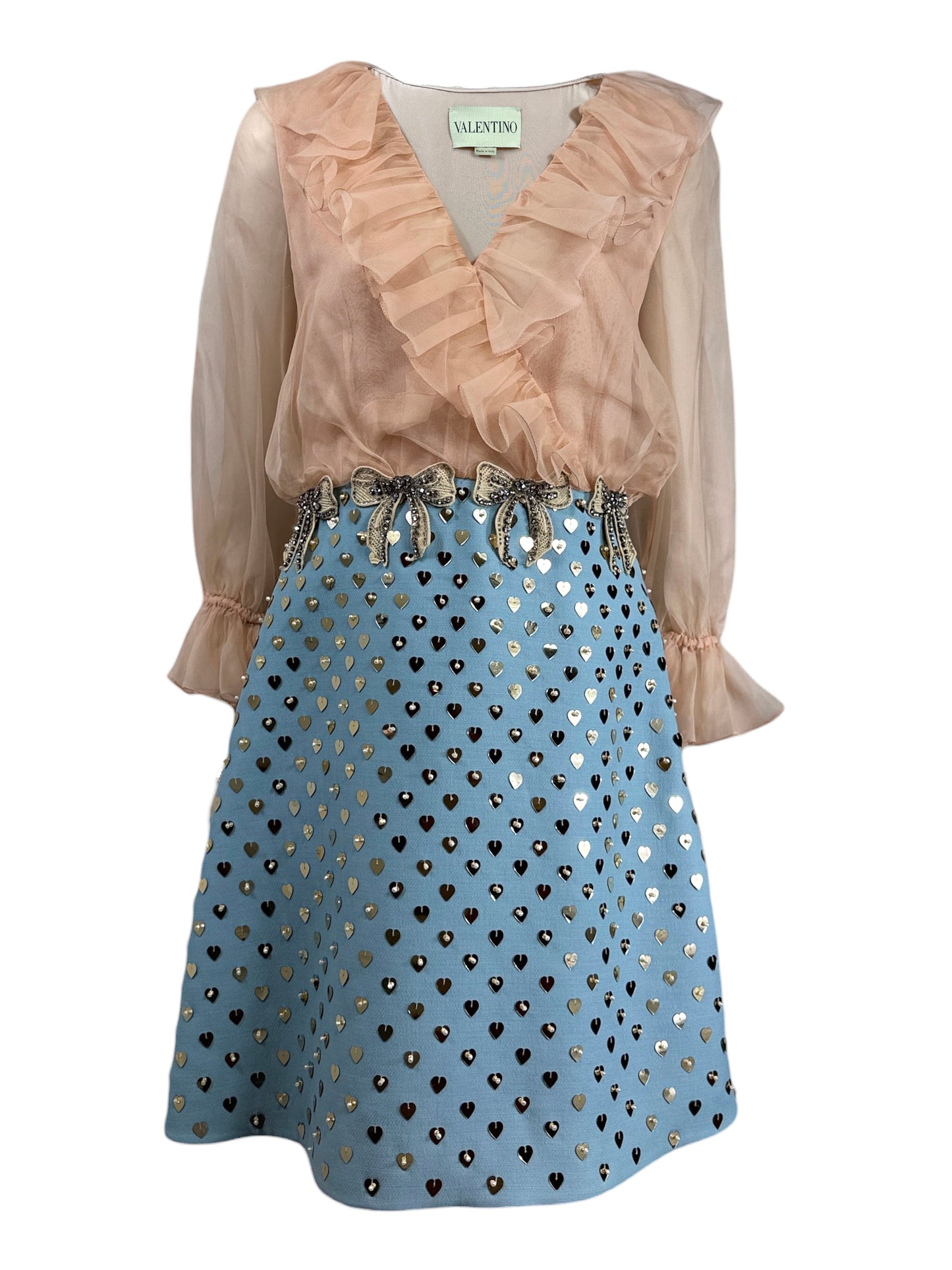 Valentino Alessandro Michele Spring 2025 Blue Pink dress embroidered