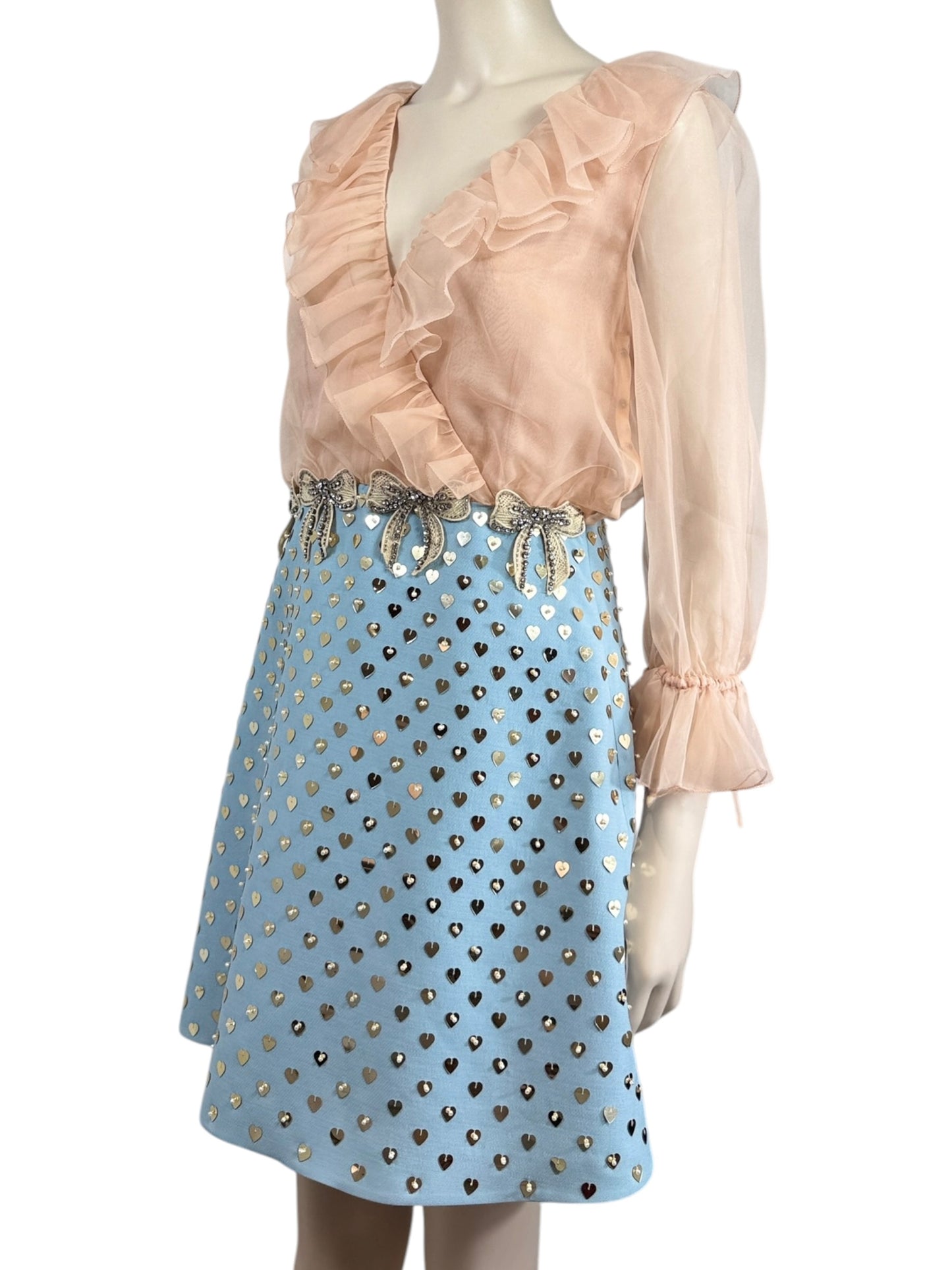 Valentino Alessandro Michele Spring 2025 Blue Pink dress embroidered