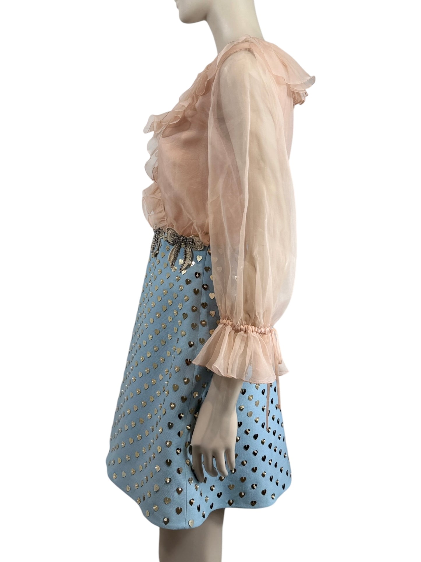 Valentino Alessandro Michele Spring 2025 Blue Pink dress embroidered
