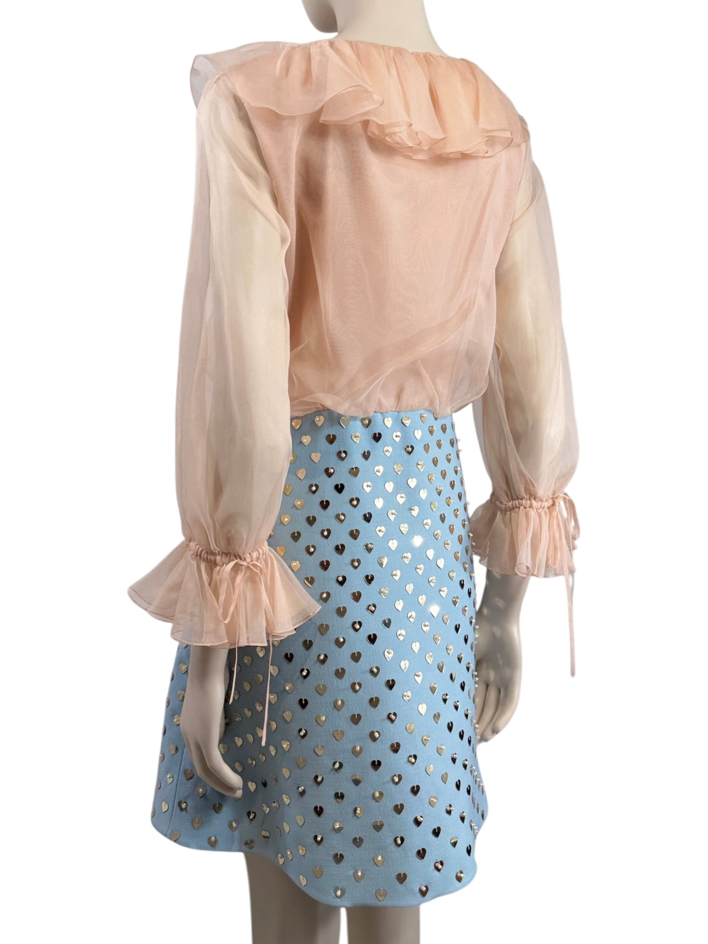 Valentino Alessandro Michele Spring 2025 Blue Pink dress embroidered