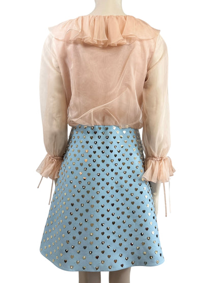 Valentino Alessandro Michele Spring 2025 Blue Pink dress embroidered