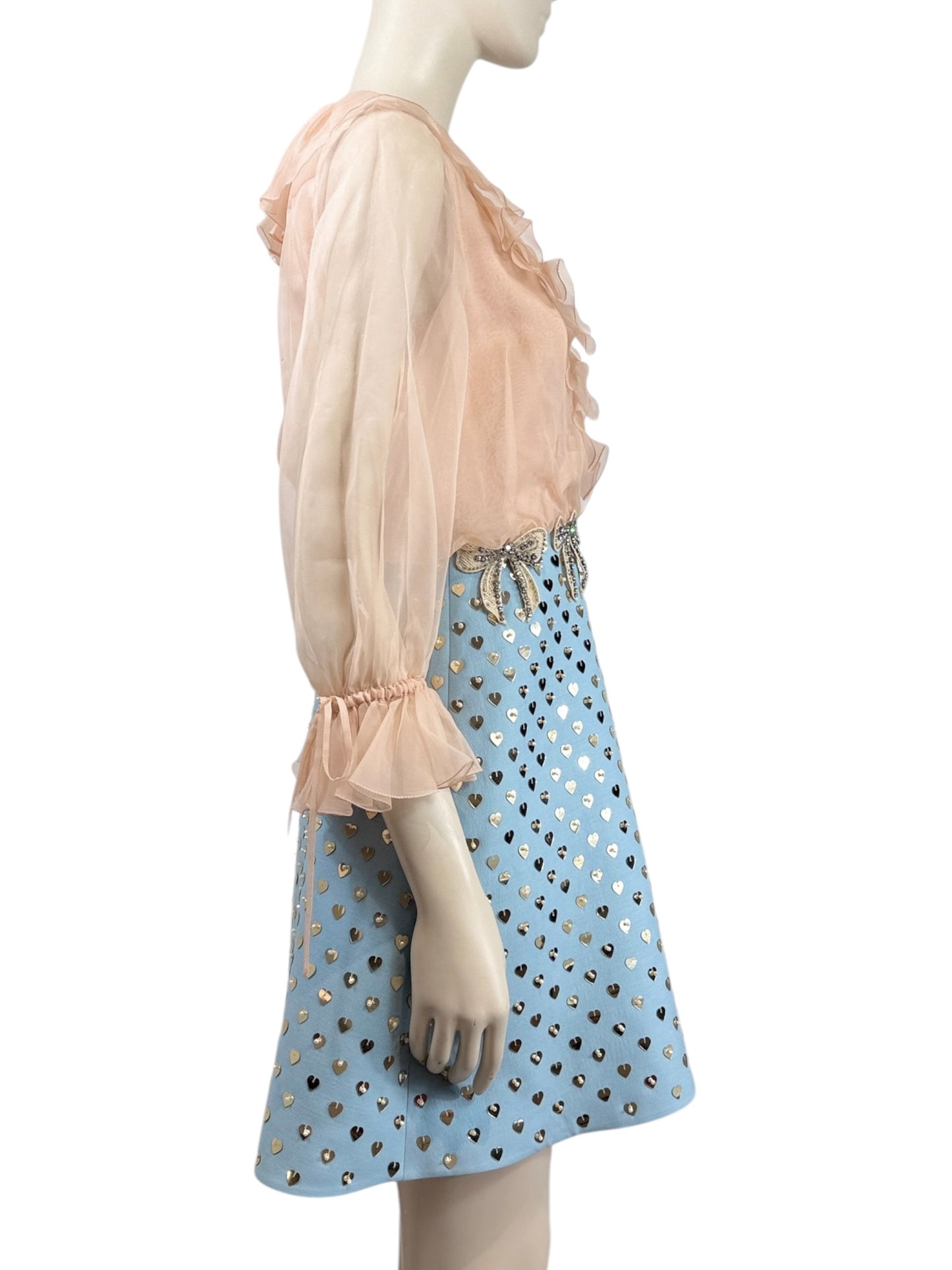 Valentino Alessandro Michele Spring 2025 Blue Pink dress embroidered