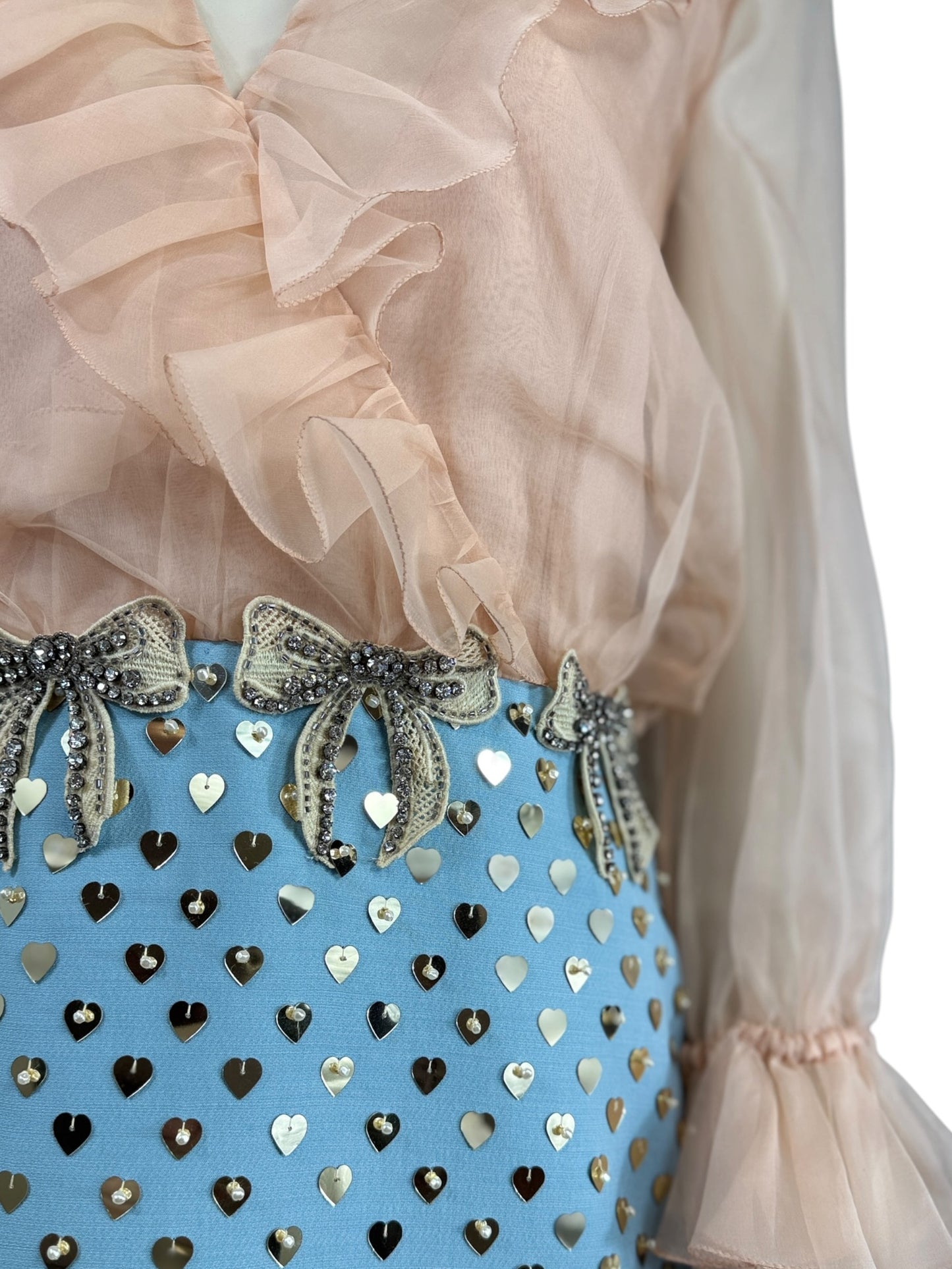 Valentino Alessandro Michele Spring 2025 Blue Pink dress embroidered