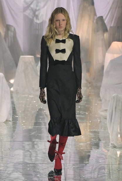 Valentino Alessandro Michele Spring 2025 Look 1 Black ruffle dress