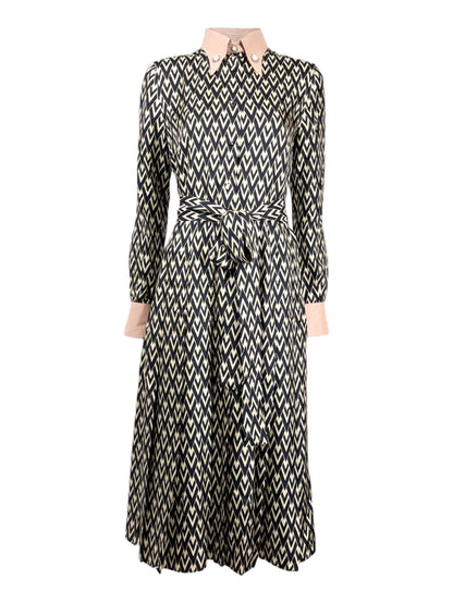 Valentino Alessandro Michele Spring 2025 printed silk chevron dress