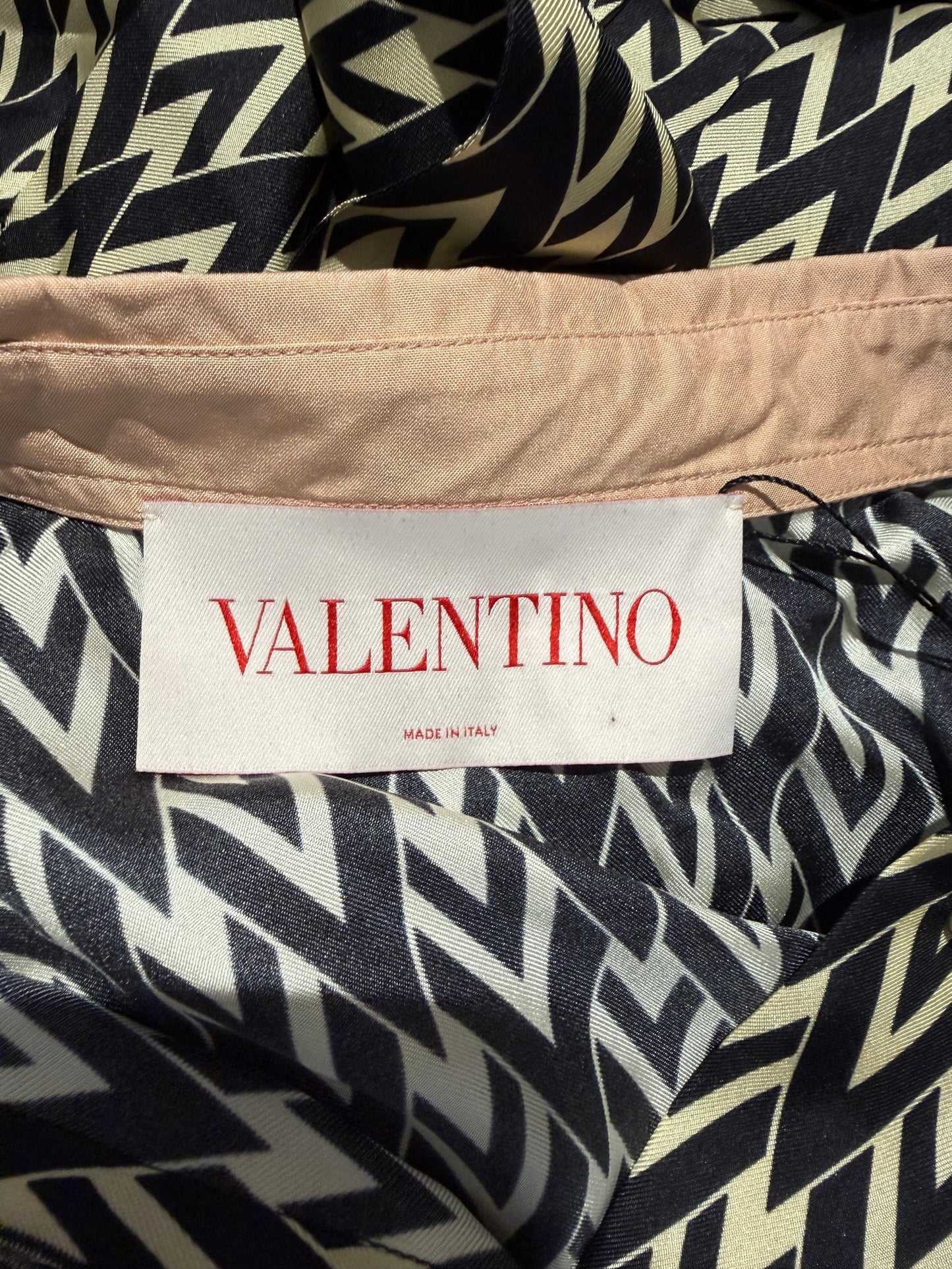 Valentino Alessandro Michele Spring 2025 printed silk chevron dress