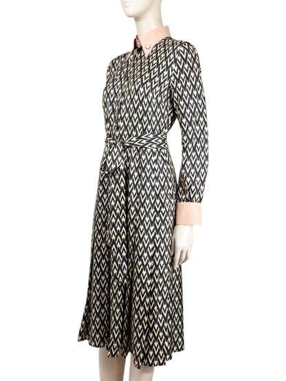 Valentino Alessandro Michele Spring 2025 printed silk chevron dress