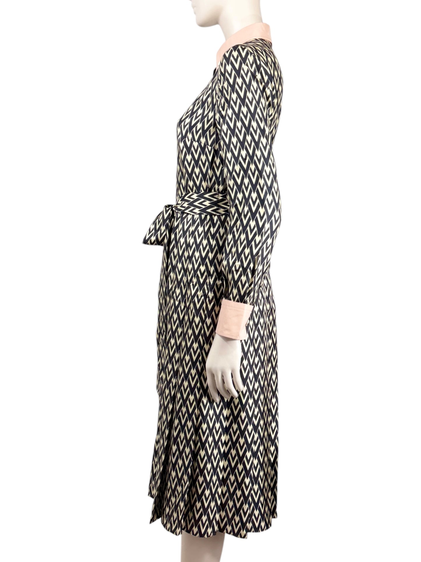 Valentino Alessandro Michele Spring 2025 printed silk chevron dress