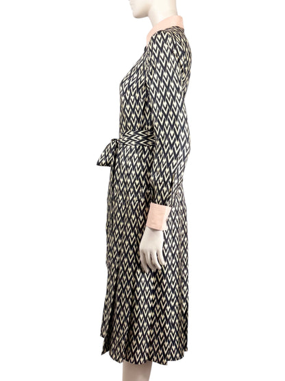 Valentino Alessandro Michele Spring 2025 printed silk chevron dress