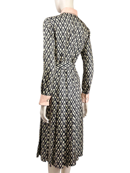 Valentino Alessandro Michele Spring 2025 printed silk chevron dress