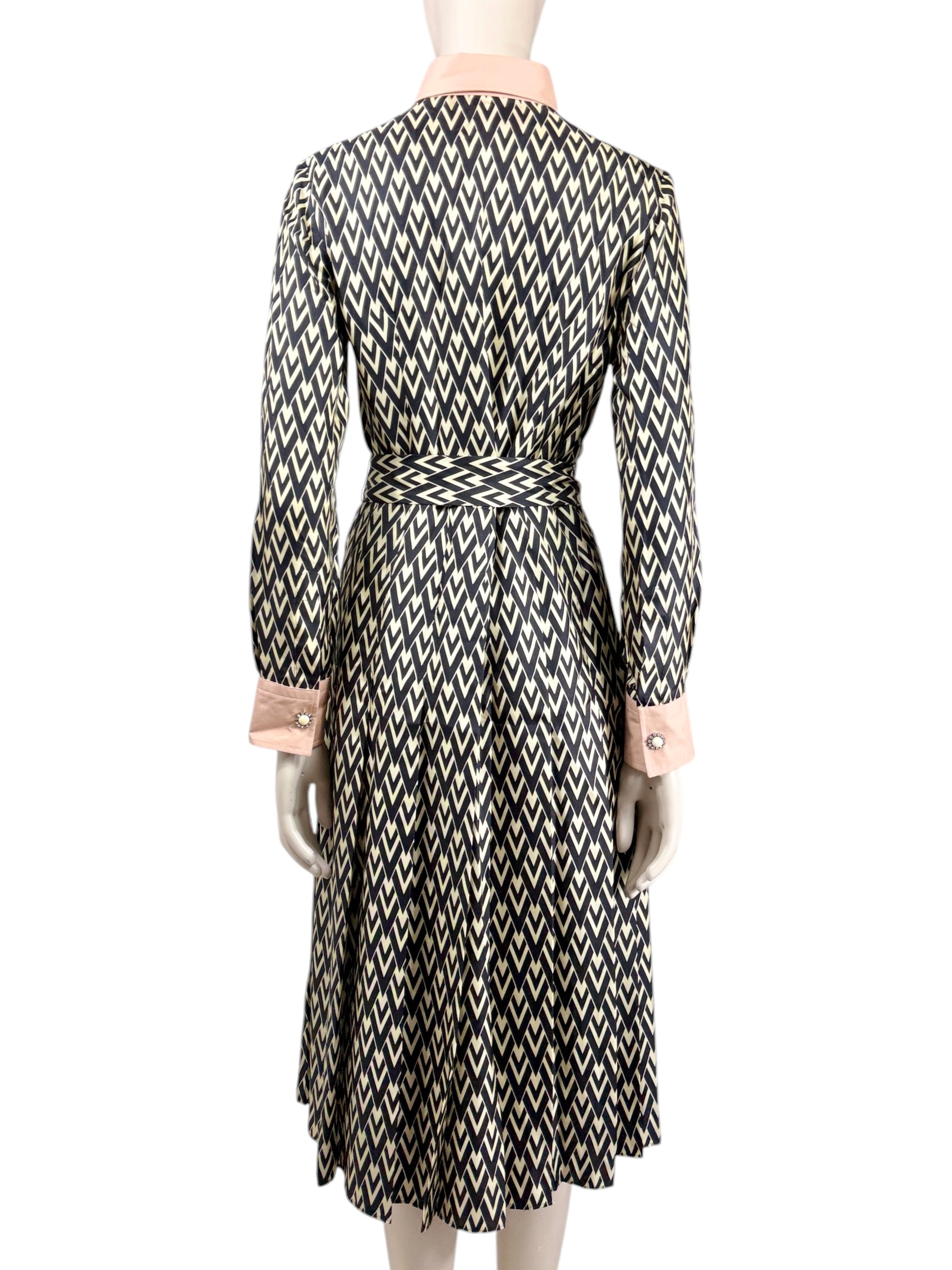 Valentino Alessandro Michele Spring 2025 printed silk chevron dress