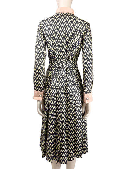 Valentino Alessandro Michele Spring 2025 printed silk chevron dress
