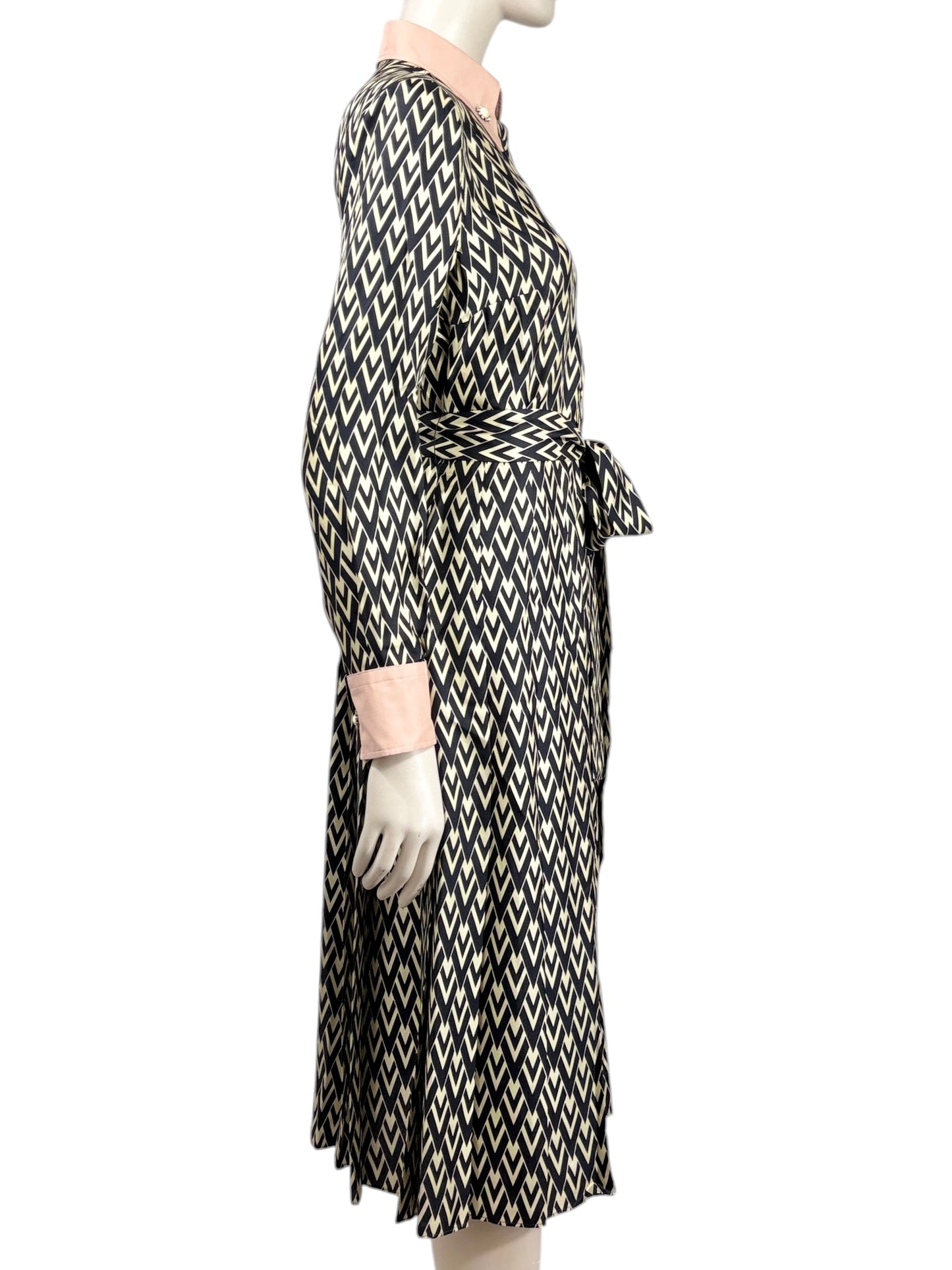 Valentino Alessandro Michele Spring 2025 printed silk chevron dress