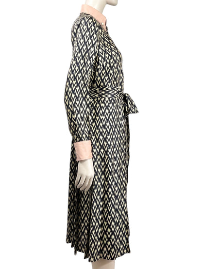 Valentino Alessandro Michele Spring 2025 printed silk chevron dress
