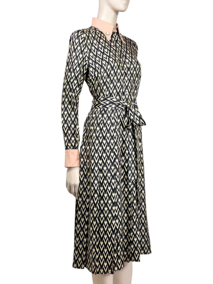 Valentino Alessandro Michele Spring 2025 printed silk chevron dress
