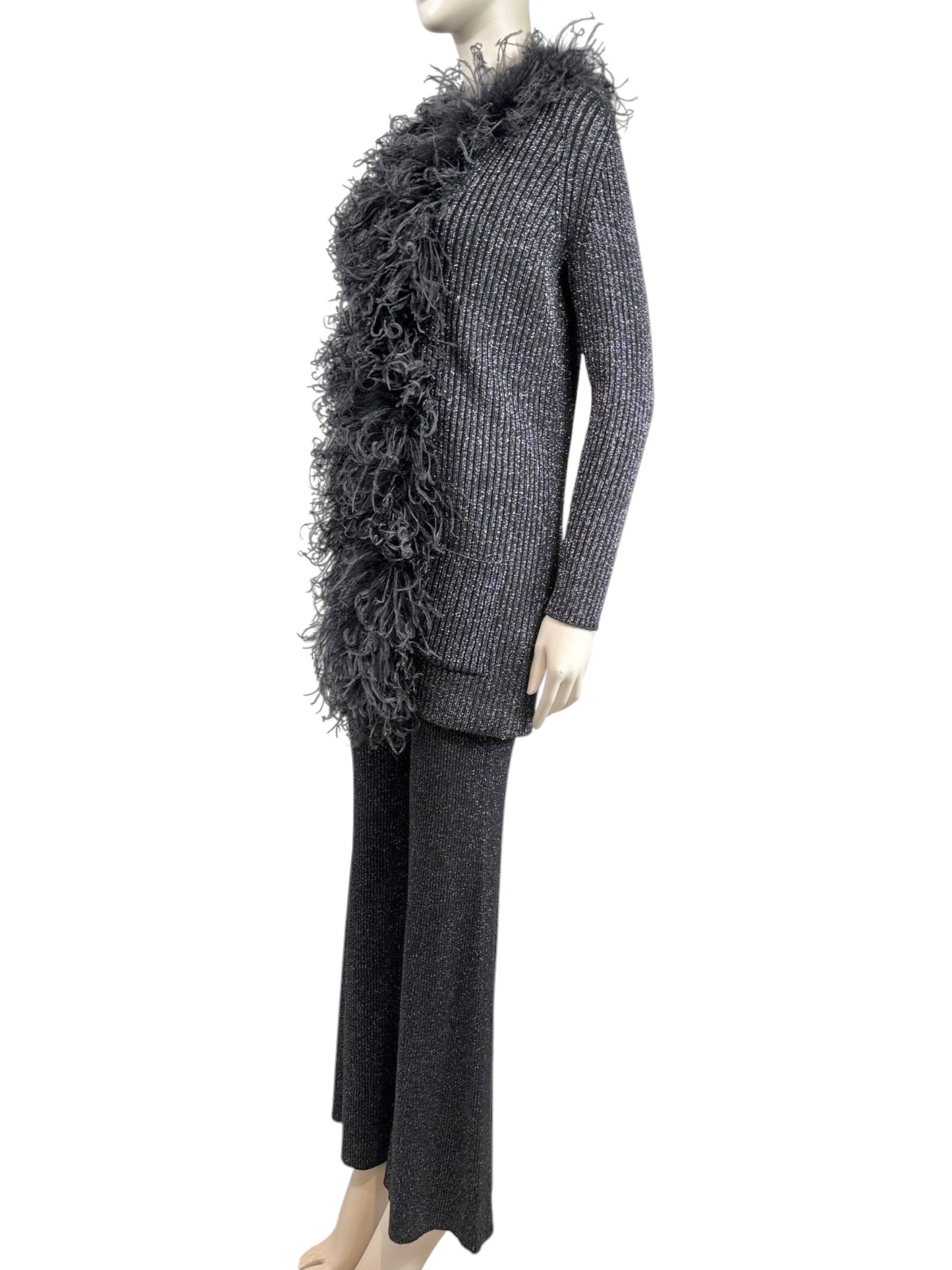 Valentino Alessandro Michele black feathers suit