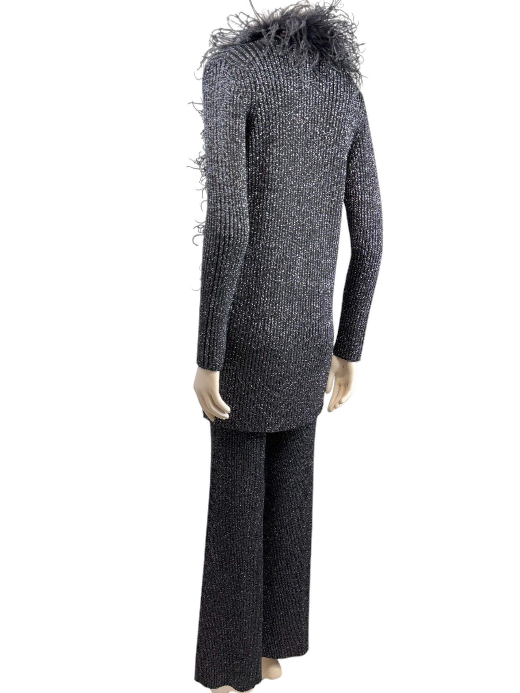 Valentino Alessandro Michele black feathers suit