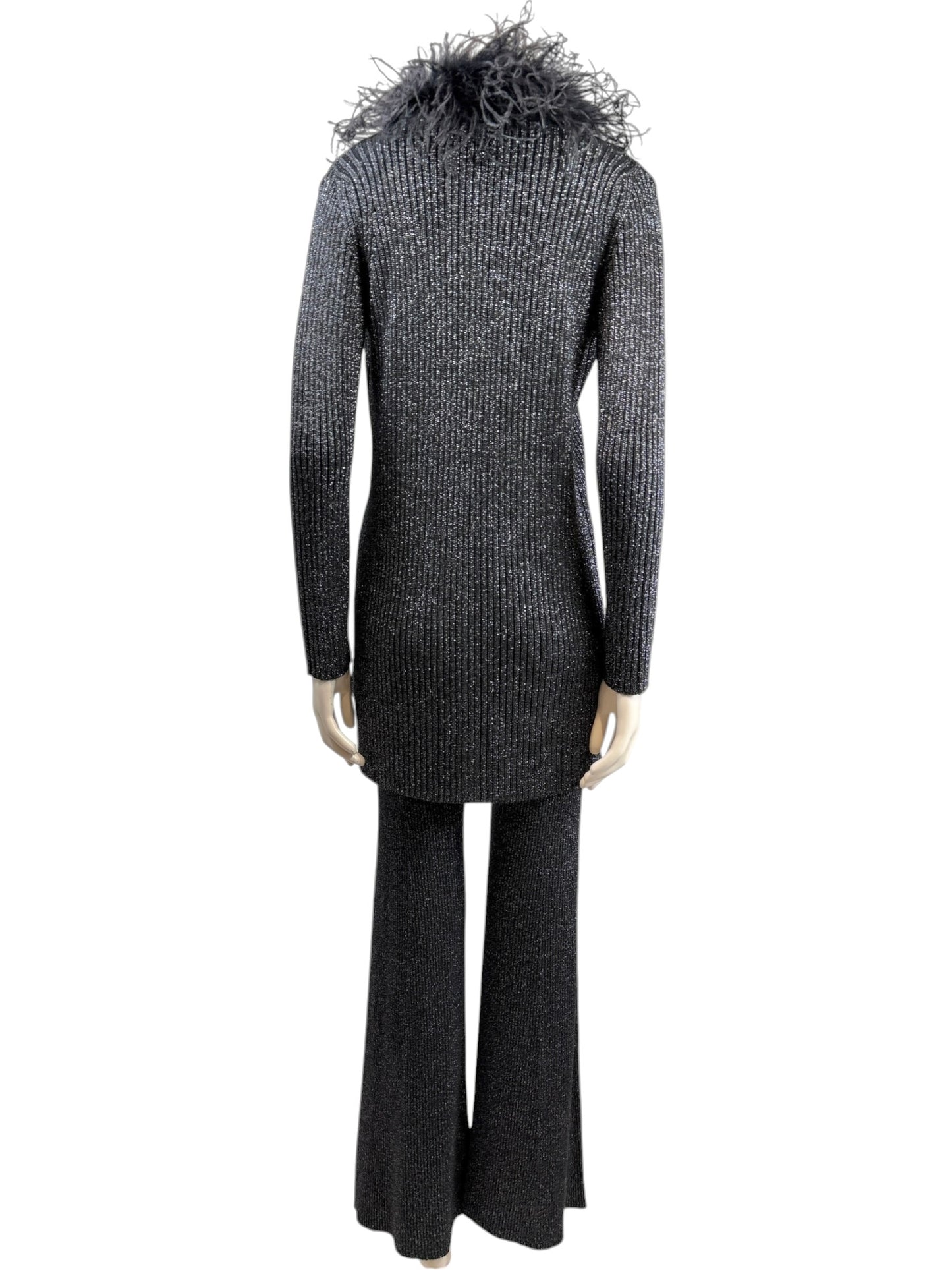 Valentino Alessandro Michele black feathers suit