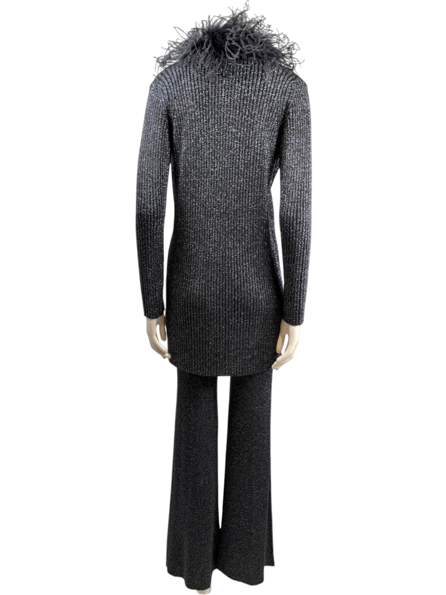 Valentino Alessandro Michele black feathers suit