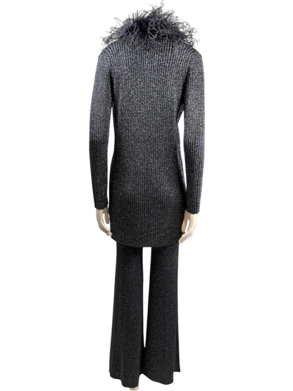 Valentino Alessandro Michele black feathers suit