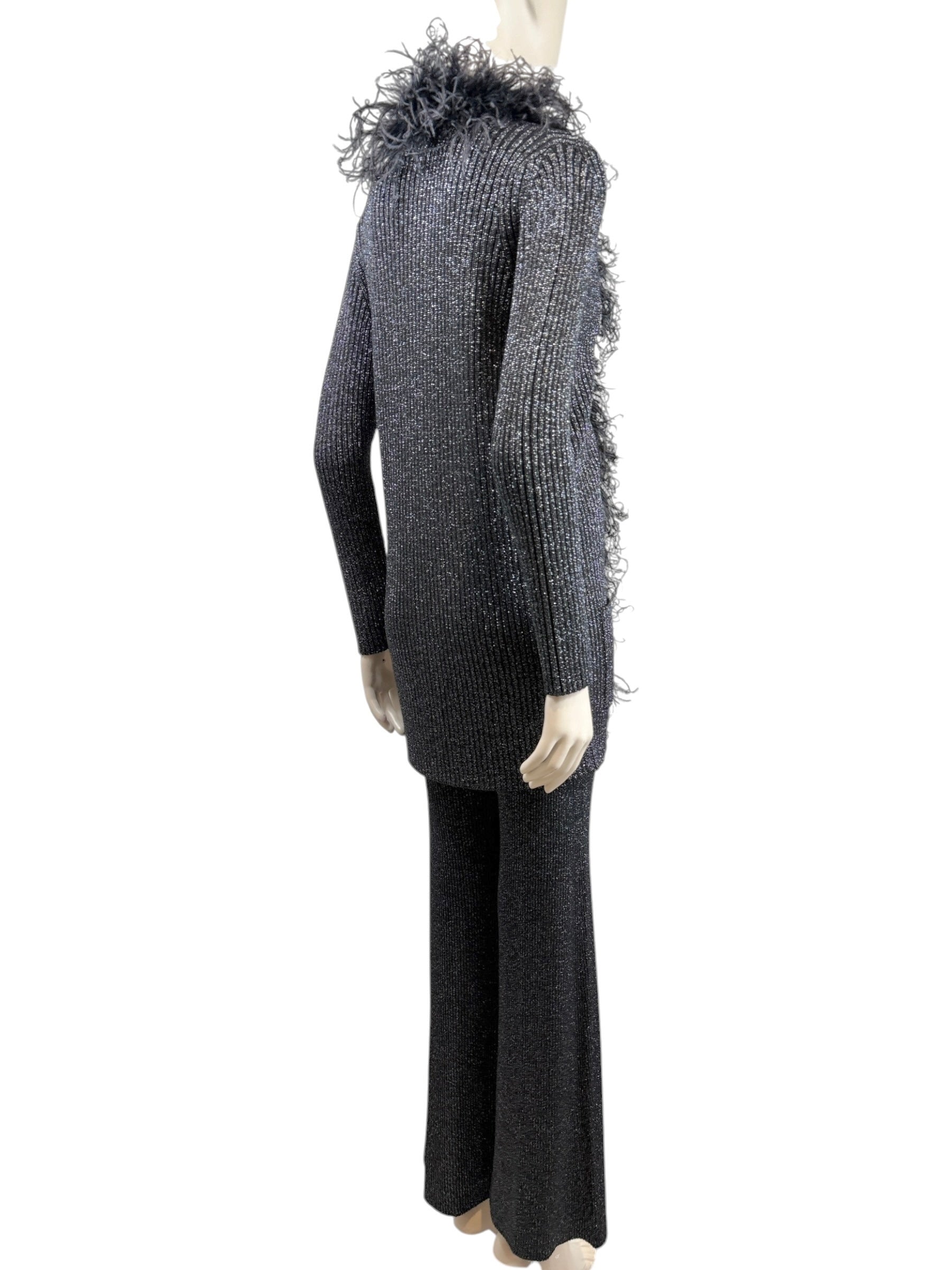 Valentino Alessandro Michele black feathers suit