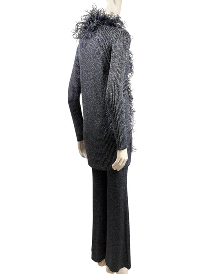 Valentino Alessandro Michele black feathers suit