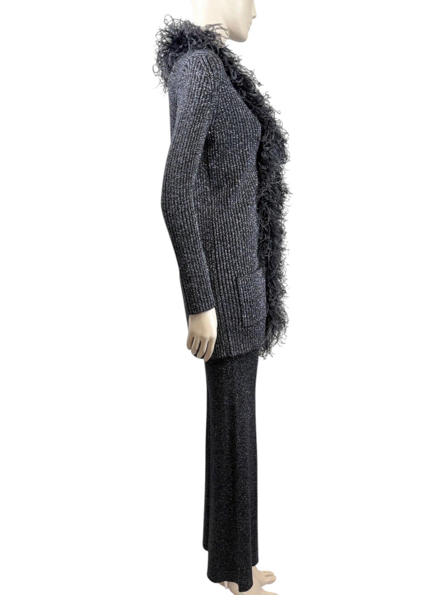 Valentino Alessandro Michele black feathers suit