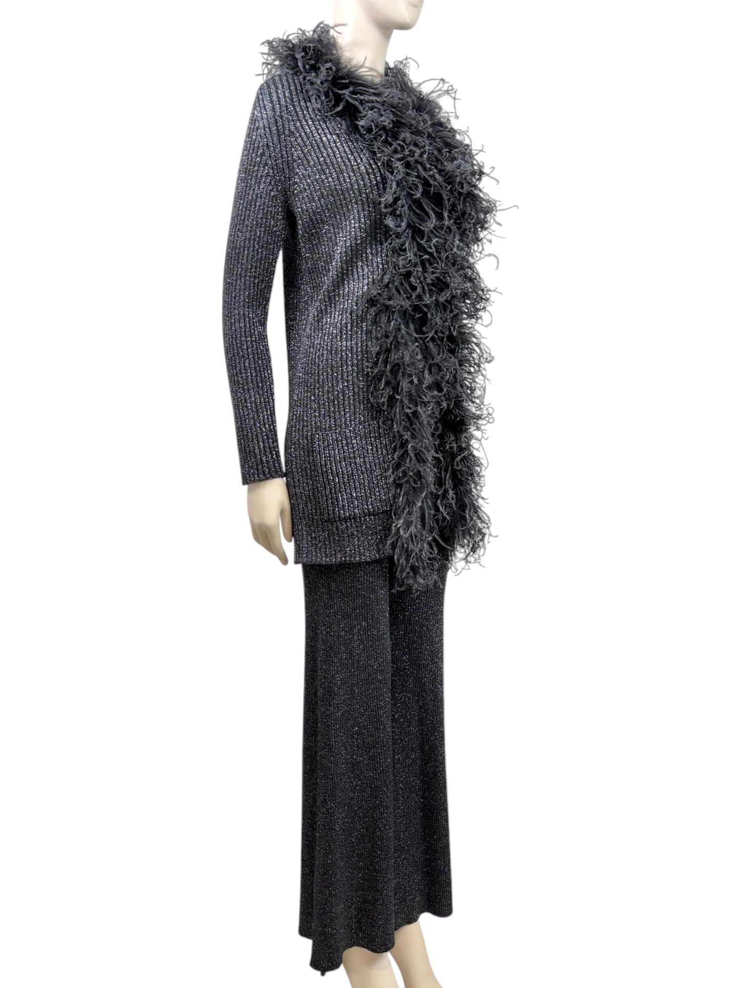 Valentino Alessandro Michele black feathers suit