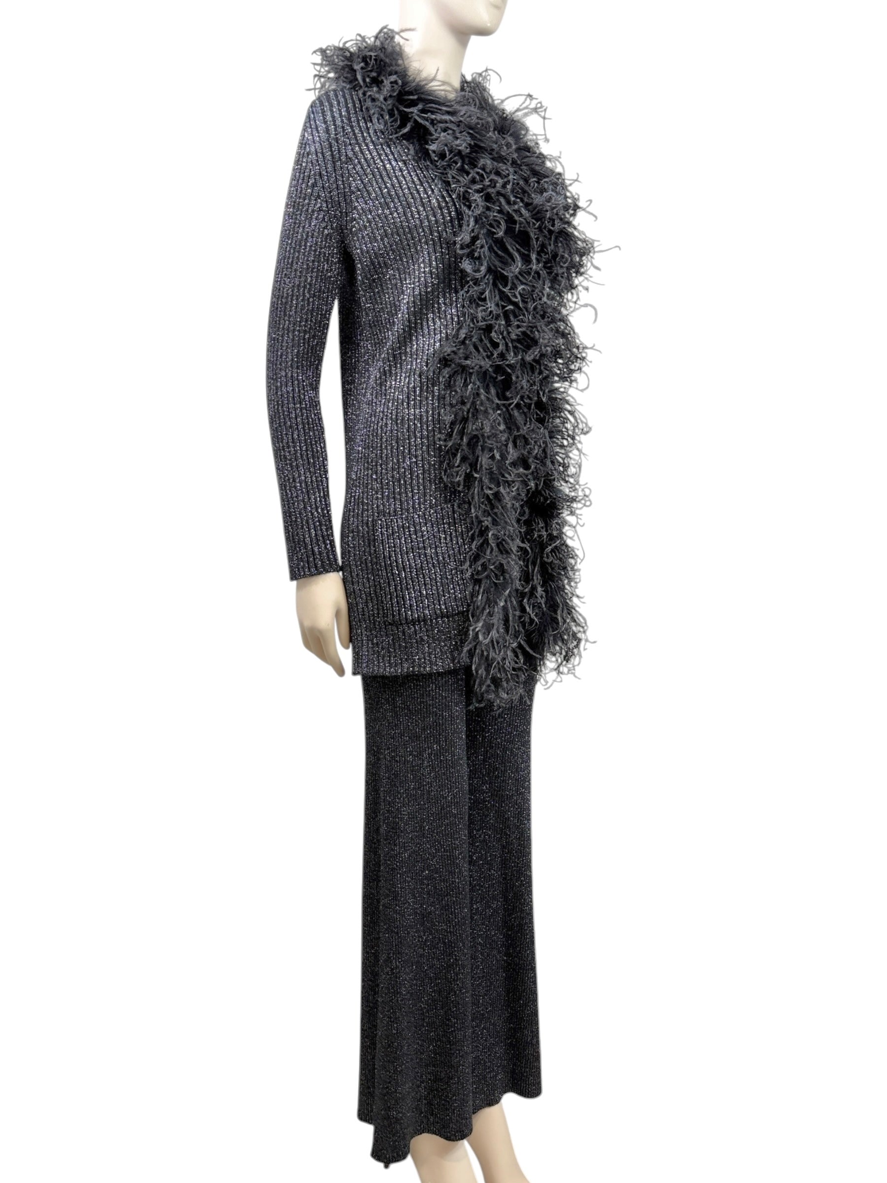 Valentino Alessandro Michele black feathers suit