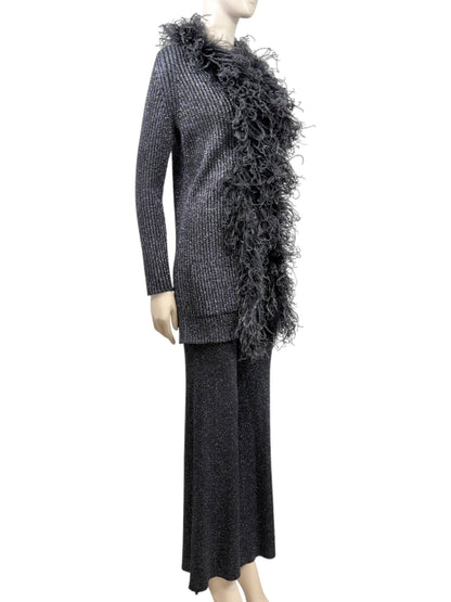 Valentino Alessandro Michele black feathers suit