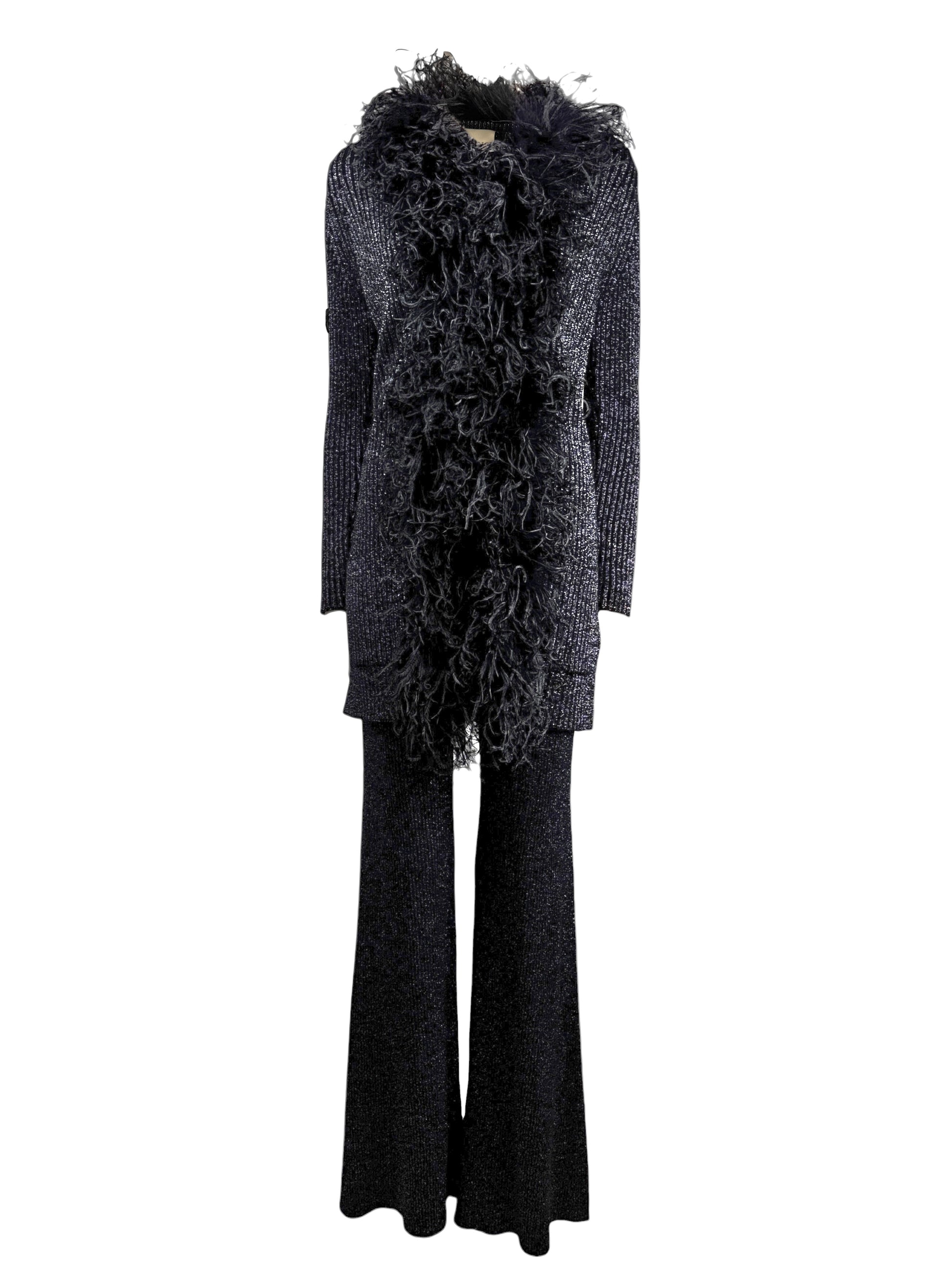 Valentino Alessandro Michele black feathers suit