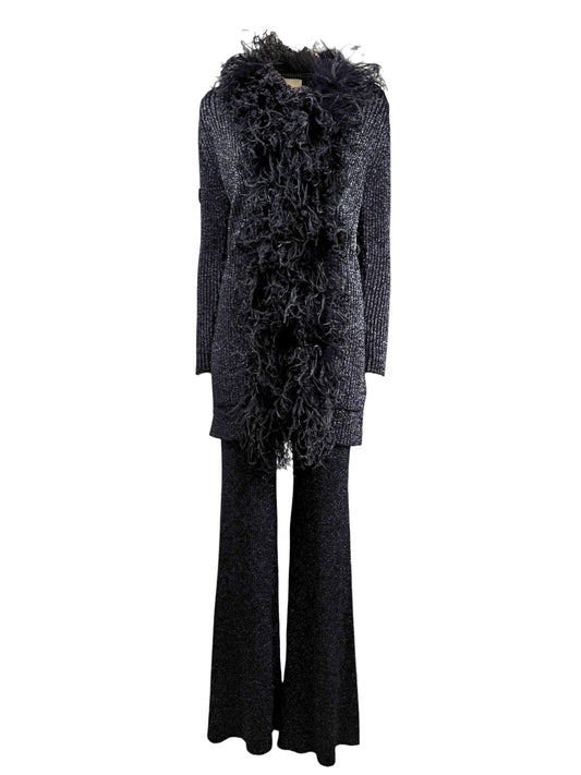 Valentino Alessandro Michele black feathers suit