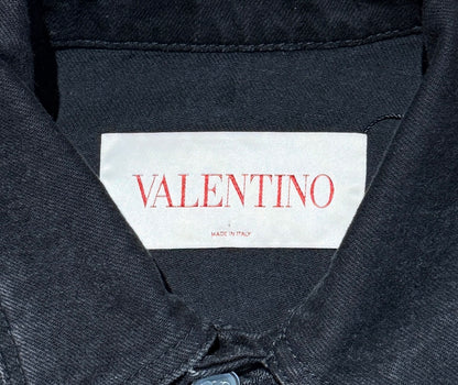 Valentino Black denim jacket feathers