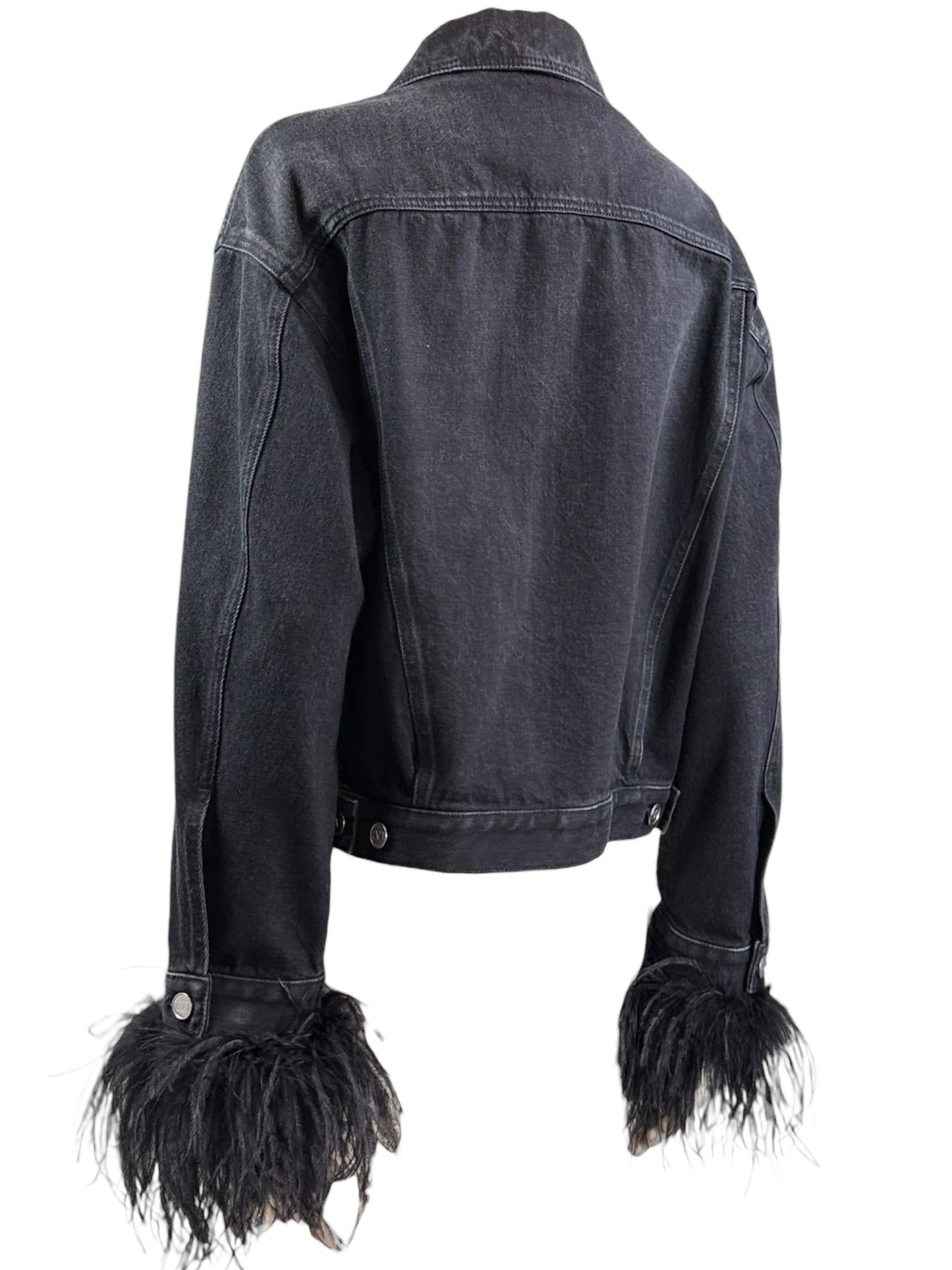Valentino Black denim jacket feathers