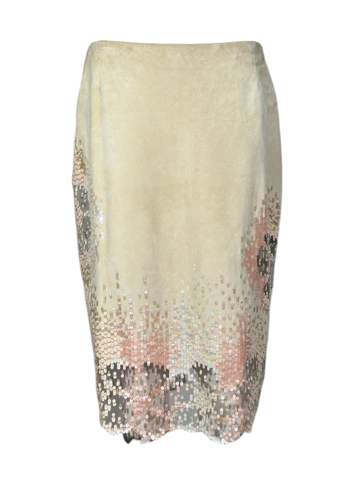 Valentino Boutique Spring 2000 Suede goatskin skirt with tulle and sequins