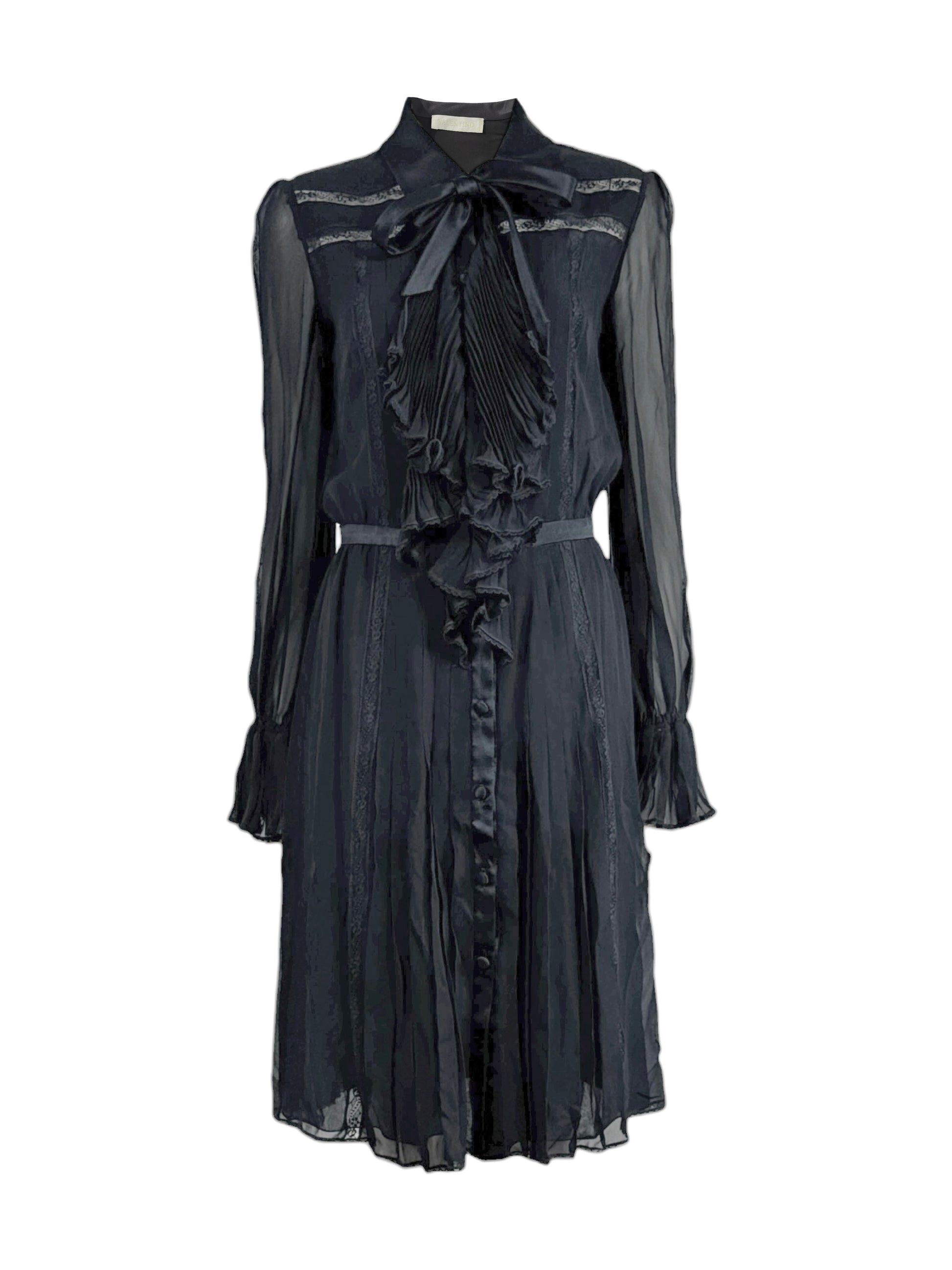 Valentino Fall 2005 Look 9 Black crepe silk shirt dress