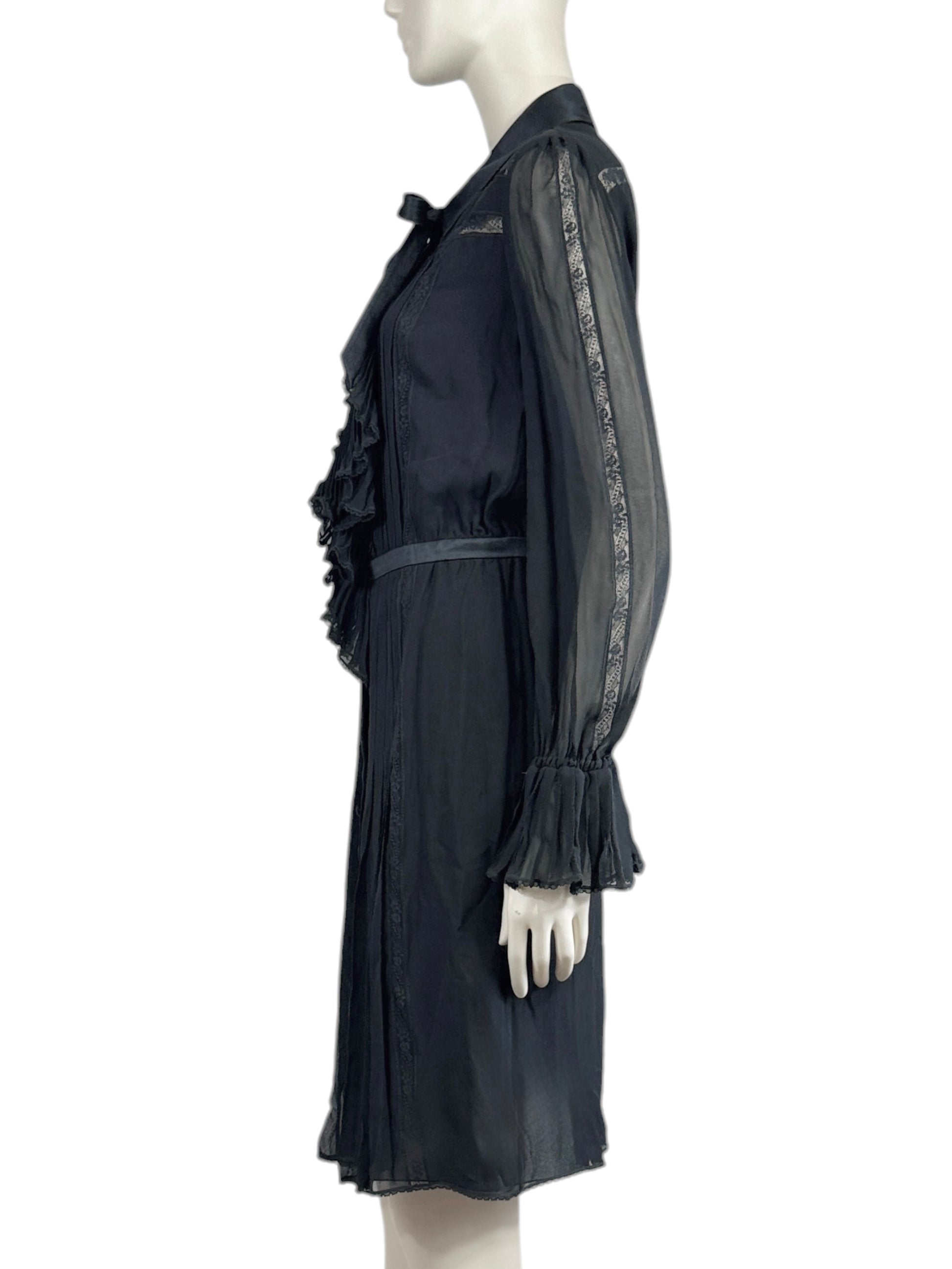 Valentino Fall 2005 Look 9 Black crepe silk shirt dress