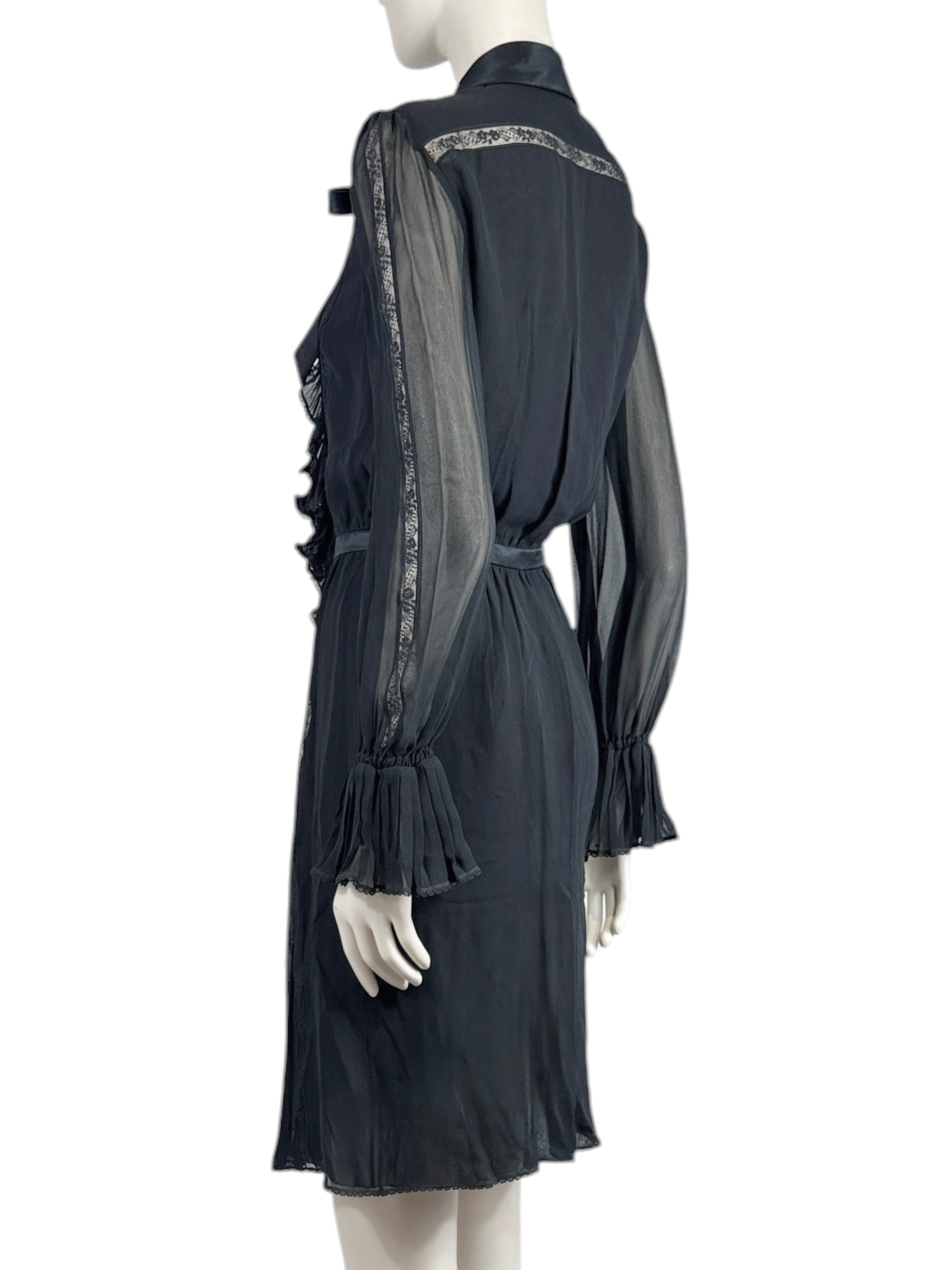 Valentino Fall 2005 Look 9 Black crepe silk shirt dress