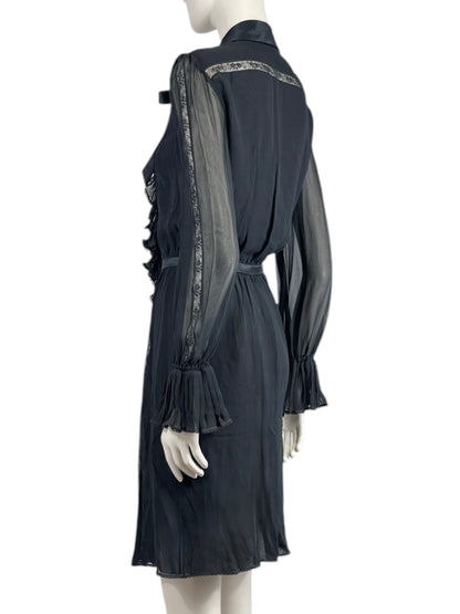 Valentino Fall 2005 Look 9 Black crepe silk shirt dress